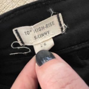Madewell Black 10" High Rise Skinny Jean